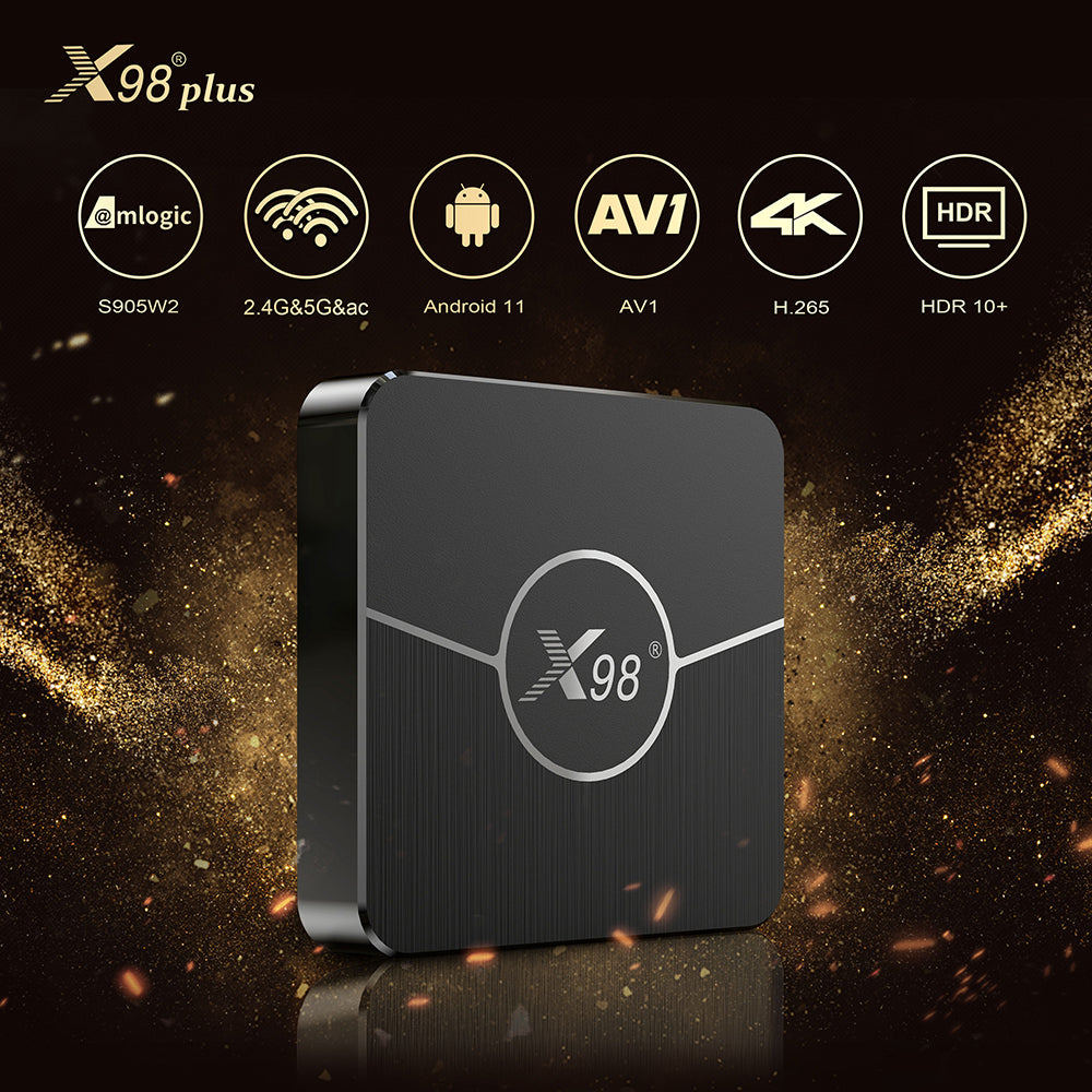 Android 11.0 TV Box Amlogic S905W2 X98 Plus Android TV Box 4GB RAM 64GB ROM Dual-WiFi 2.4GHz/5GHz BT 4.0 Quad Core 64 Bits 3D Full HD/H.265 Android Box