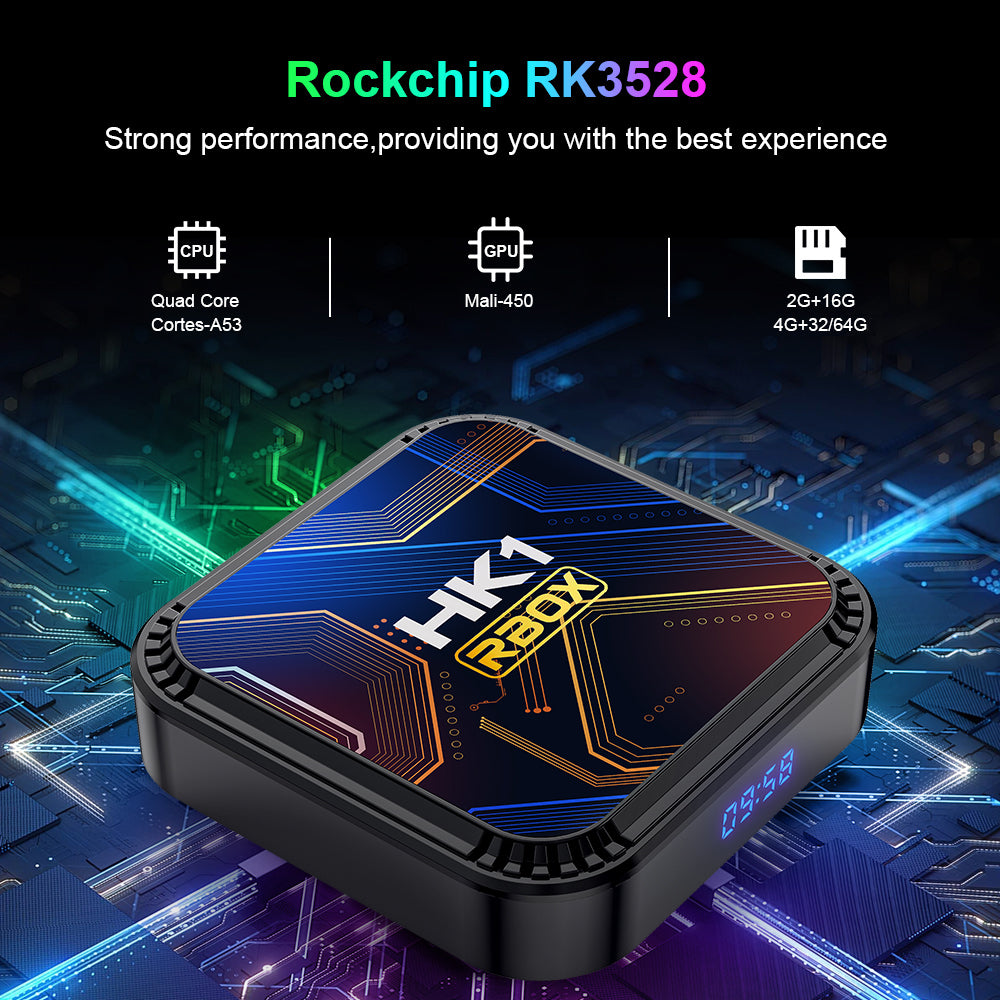 HK1 K8S Android 13.0 4GB RAM 32GB 64GB ROM RK3528 with 3D 6K Dual-WiFi 5G Hz/2.4GHz BT 5.0 USB 3.0 Ultra HD