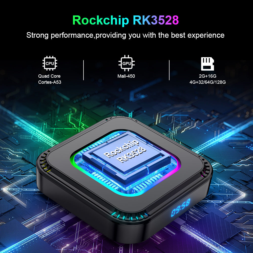 HK1 K8 Android 13.0 4GB RAM 32GB / 64GB ROM RK3528 with 3D 6K Dual-WiFi 5G Hz/2.4GHz BT 5.0 USB 3.0 Ultra HD